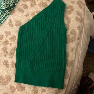 Green one shoulder anthropology sweater vest